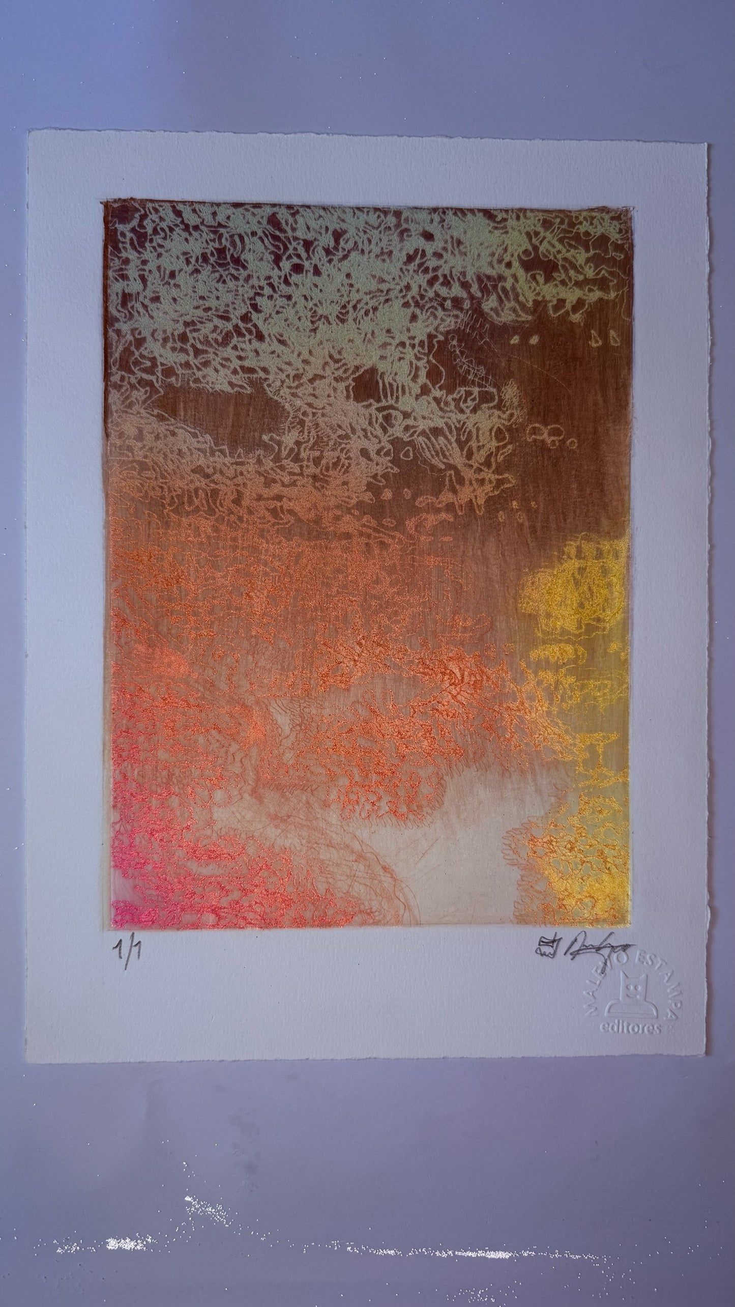 Light Noise Glass Monotype Print