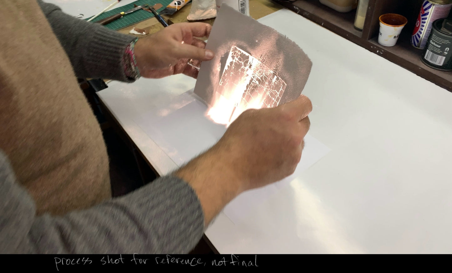 Light Noise Glass Monotype Print