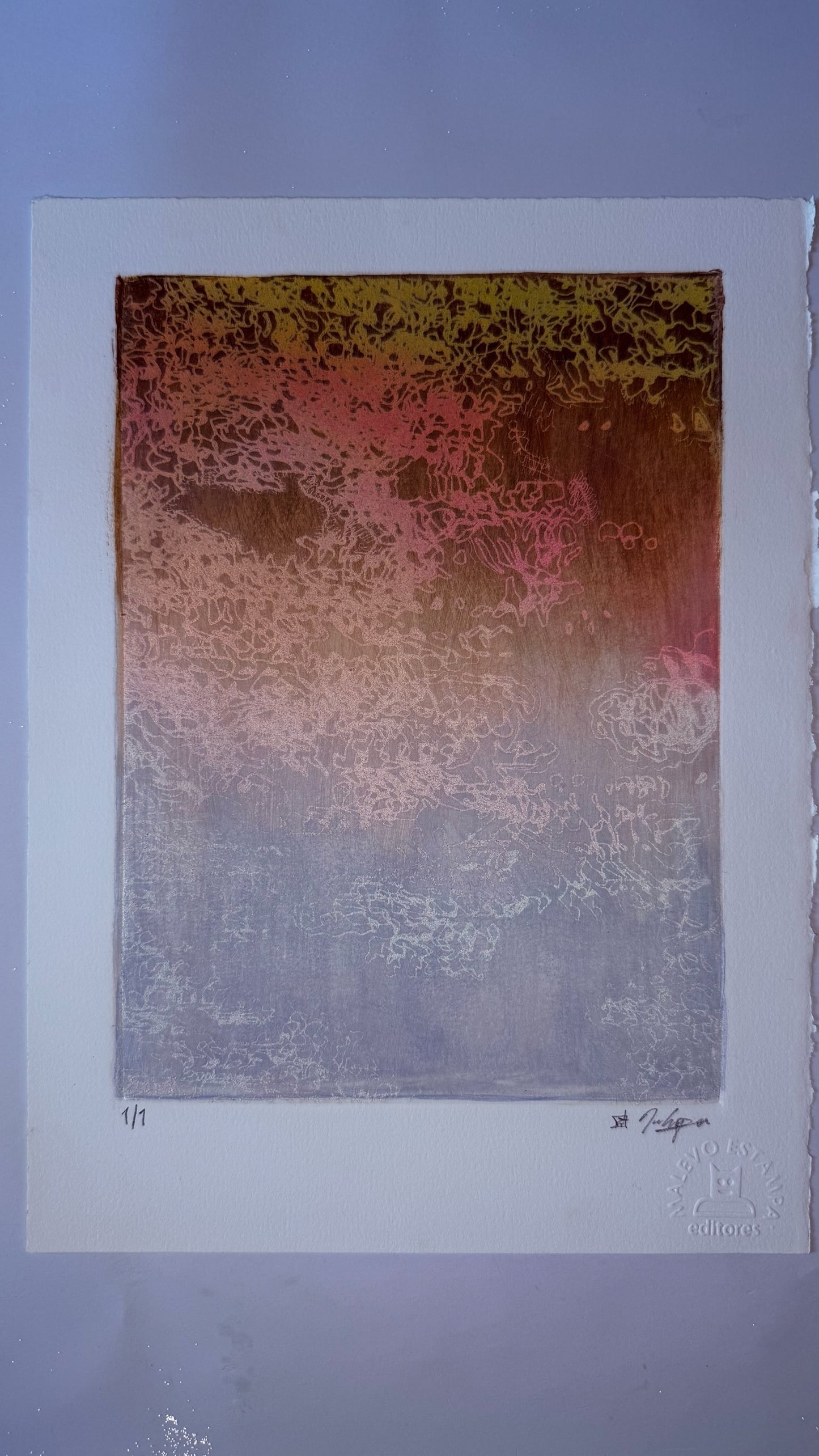 Light Noise Glass Monotype Print