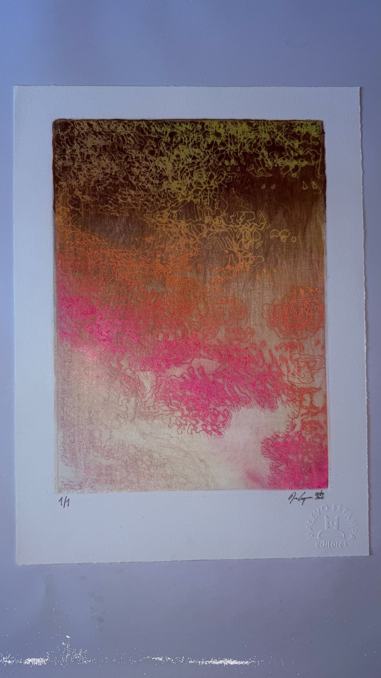 Light Noise Glass Monotype Print