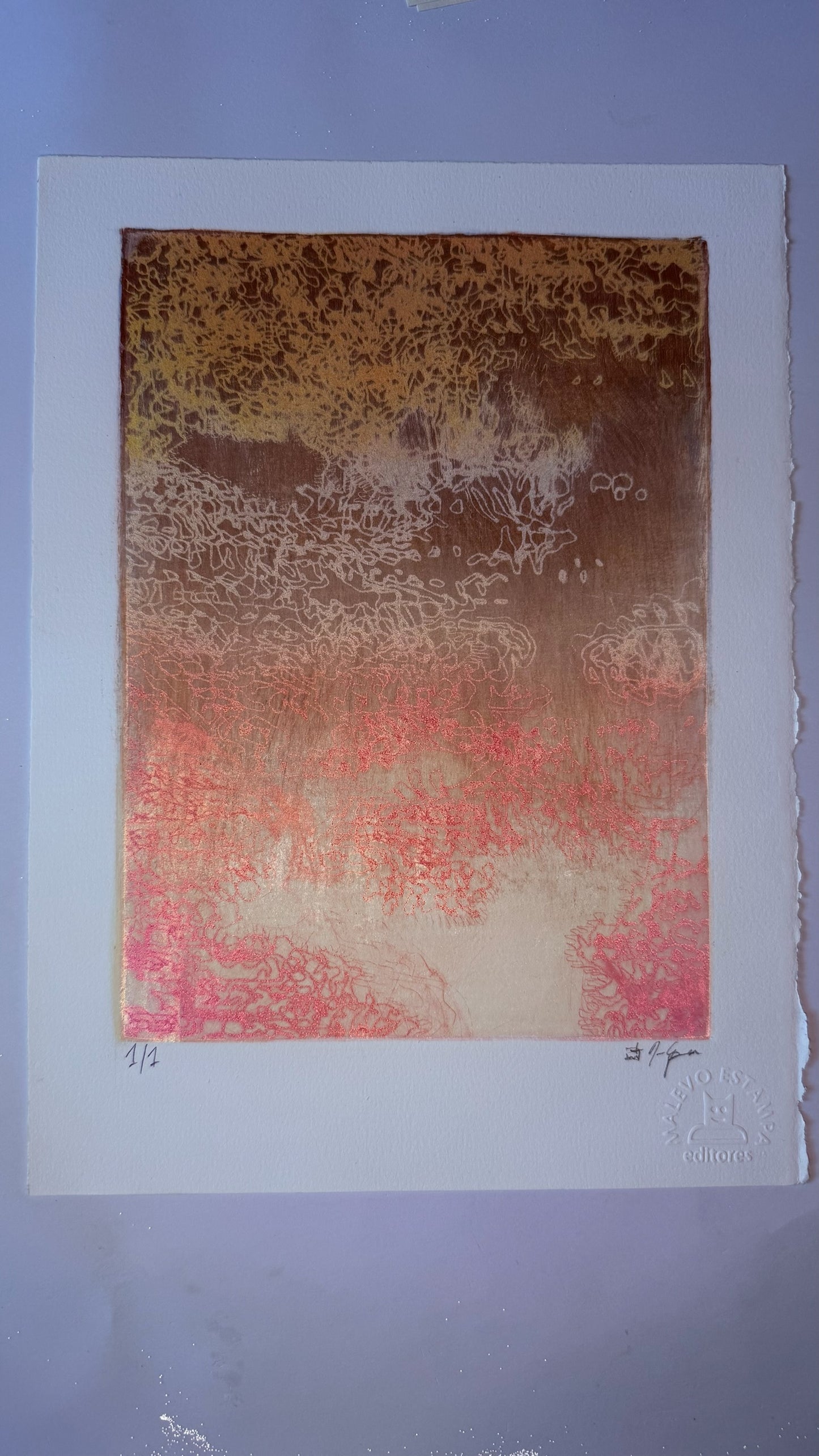 Light Noise Glass Monotype Print