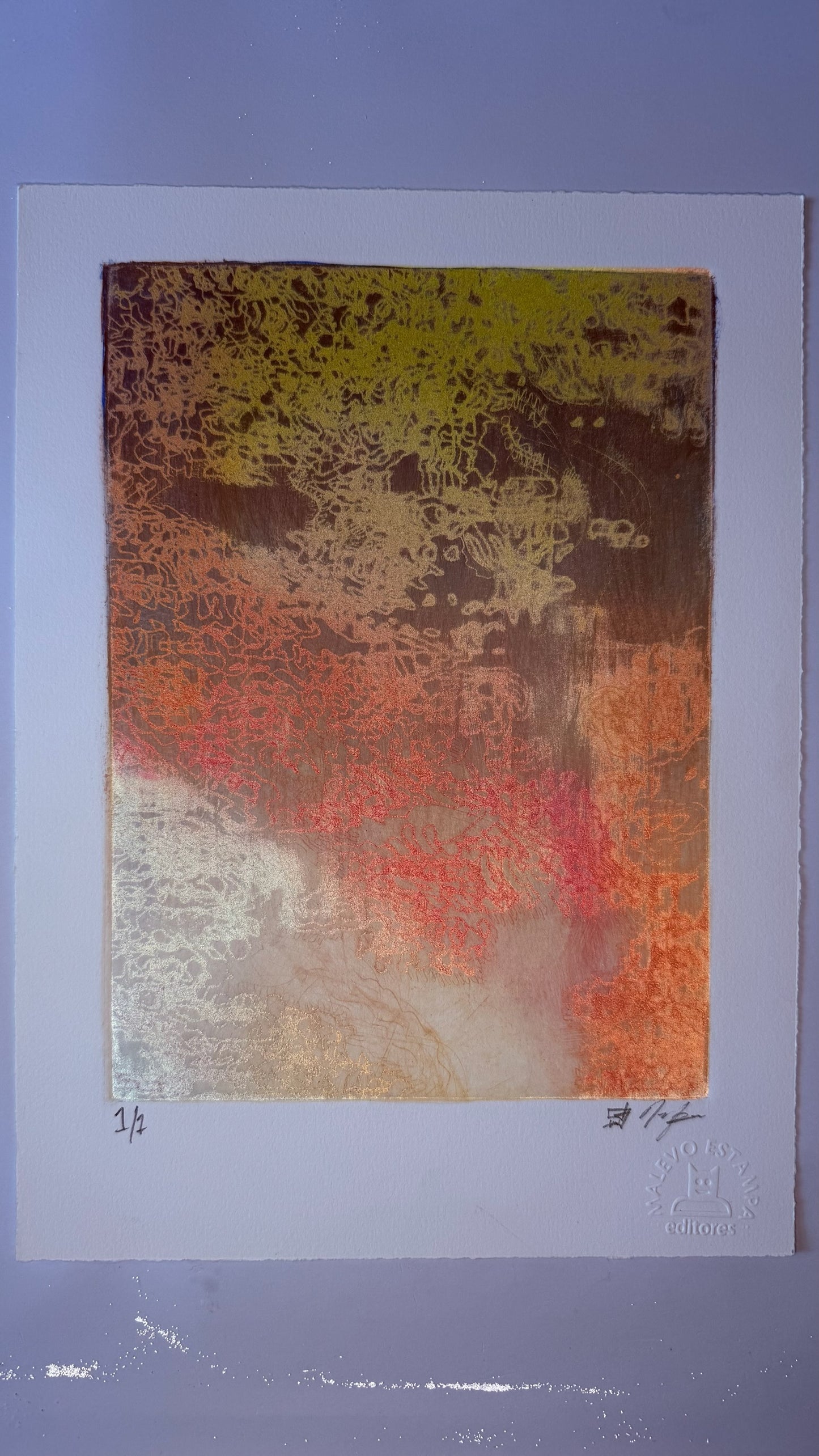 Light Noise Glass Monotype Print
