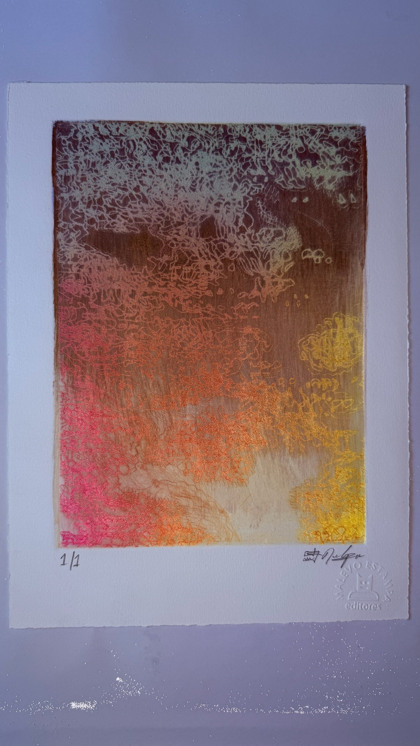 Light Noise Glass Monotype Print