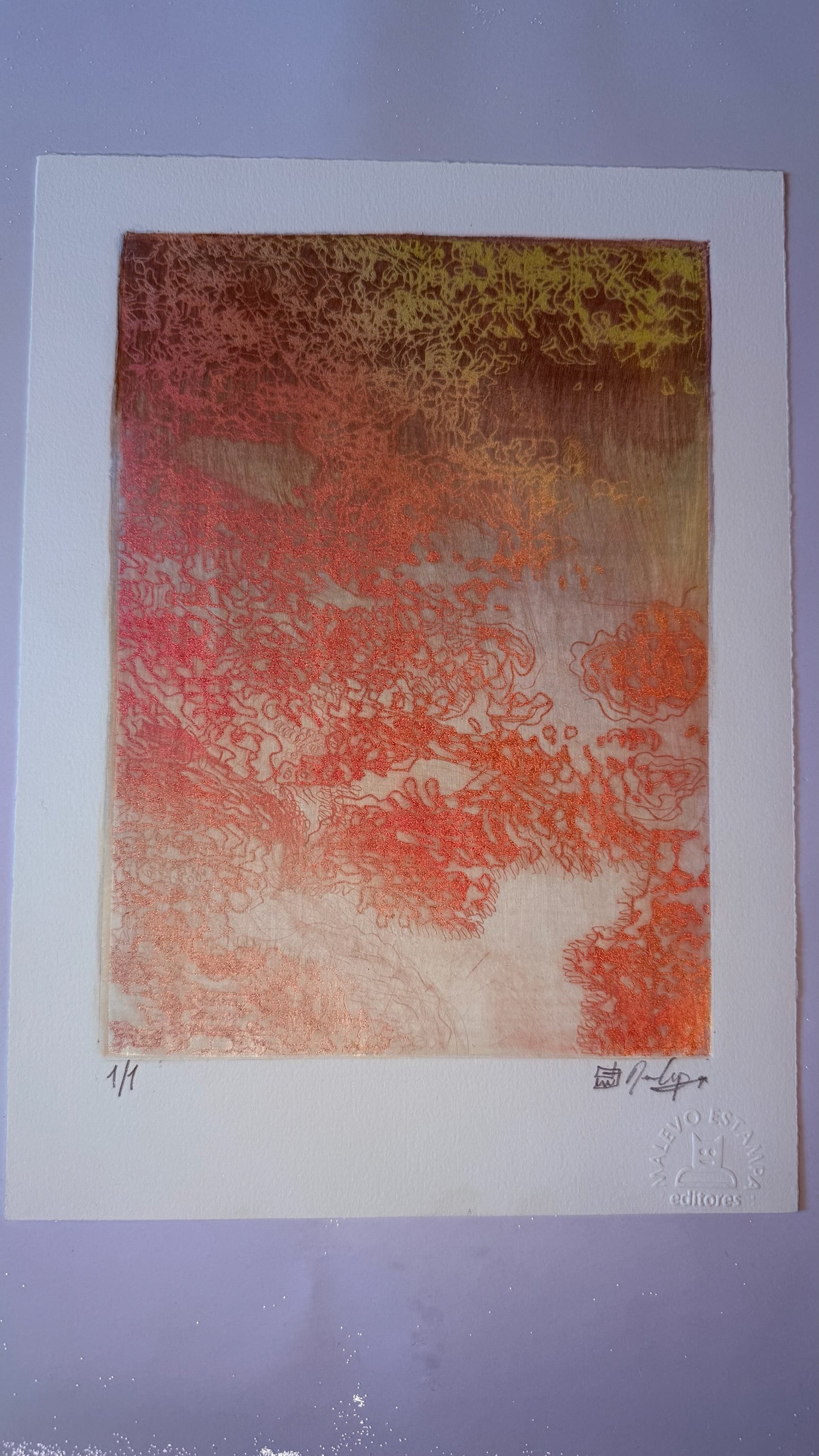 Light Noise Glass Monotype Print