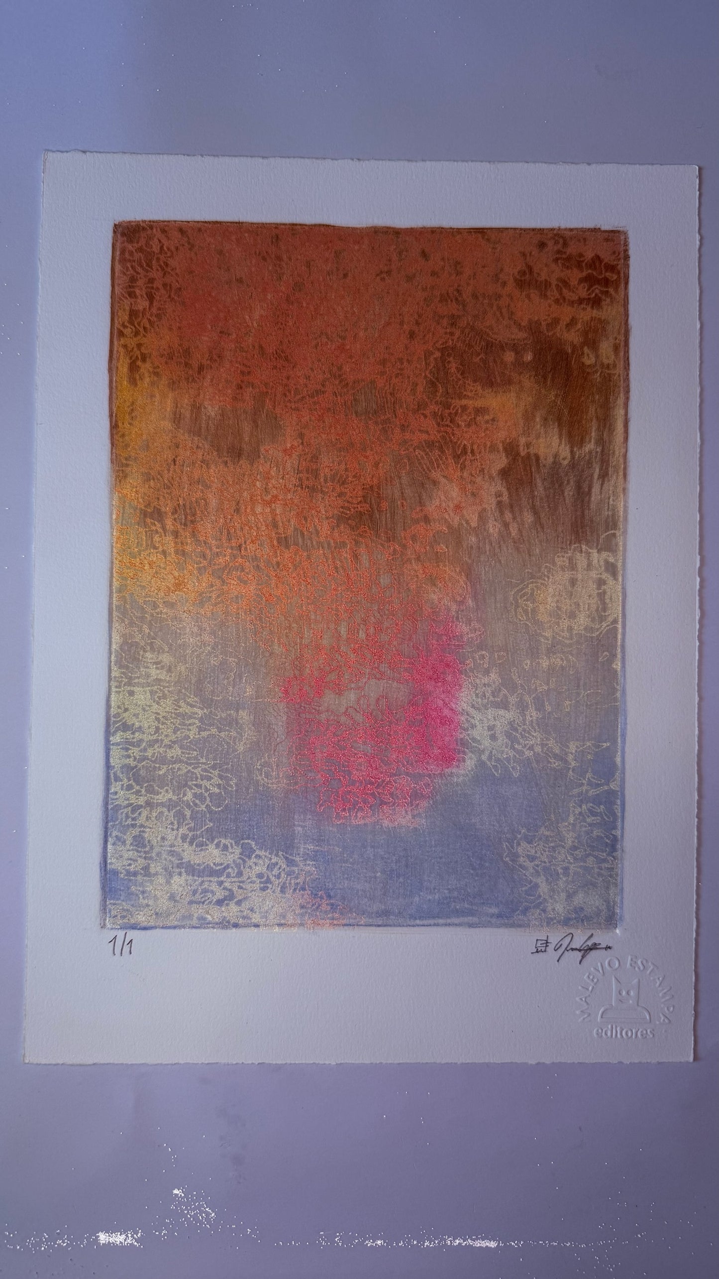 Light Noise Glass Monotype Print