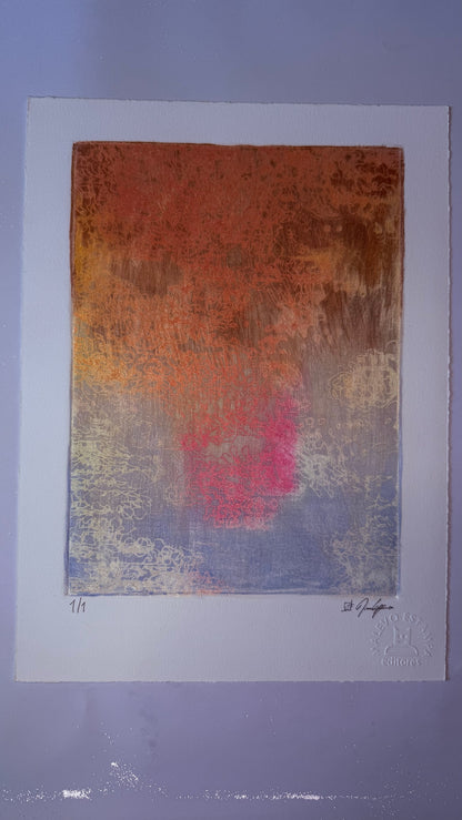 Light Noise Glass Monotype Print