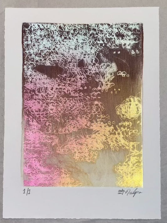 Light Noise Glass Monotype Print